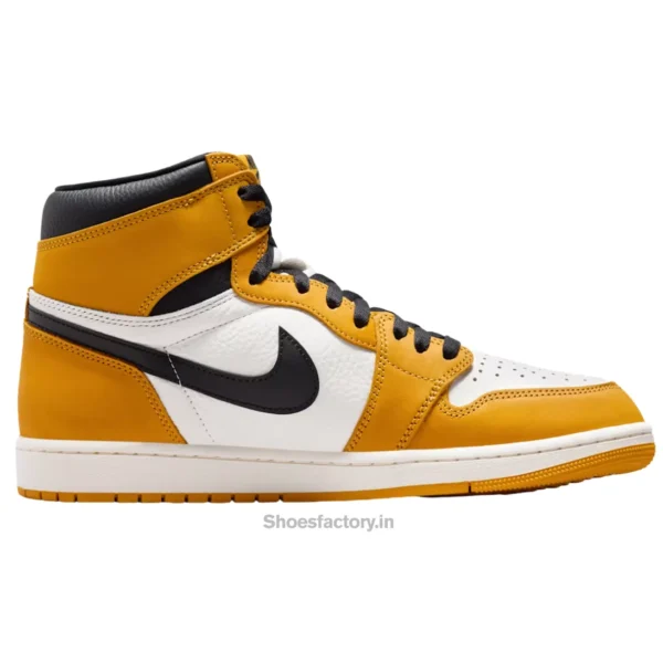 Nike Air Jordan 1 High Yellow Ocher Black And White - Nike First Copy Shoes